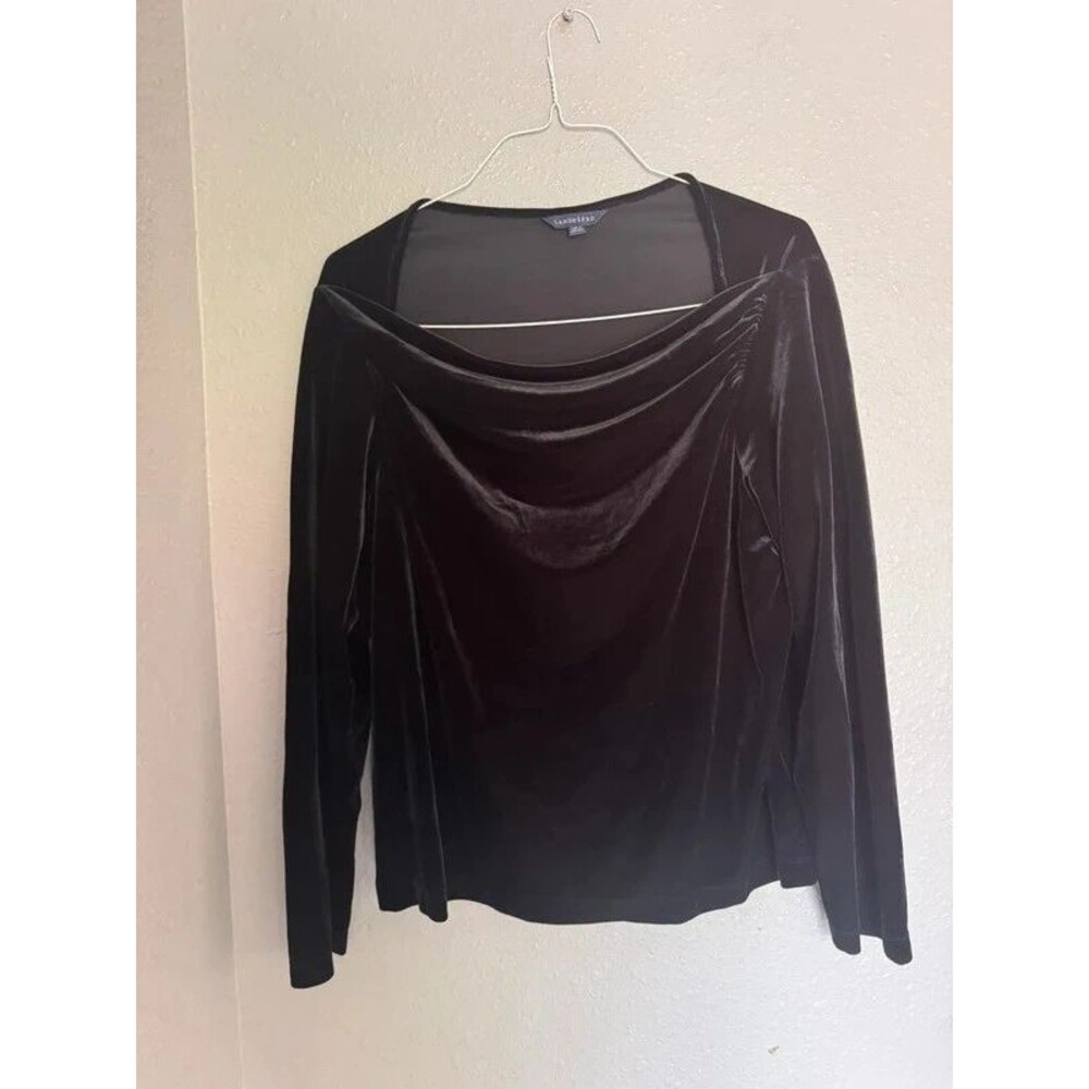 Lands end black velvet tunic boat neck size 1X